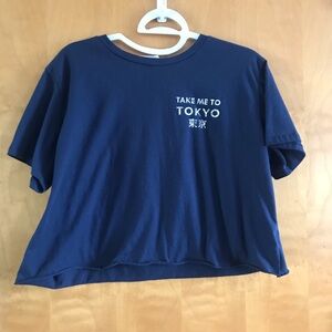 Navy Blue Cropped Shirt - Take Me to Tokyo
